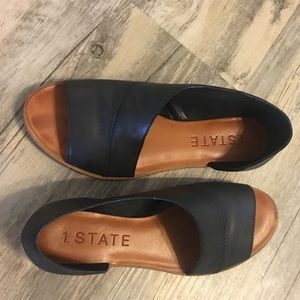 1.State Black Leather d’Orsay Celvin Sandal